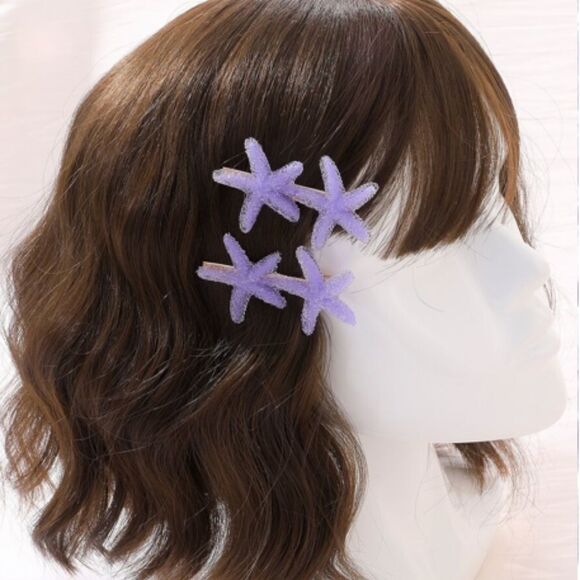 Glittery Starfish Hair Clips - Picture 2 of 5